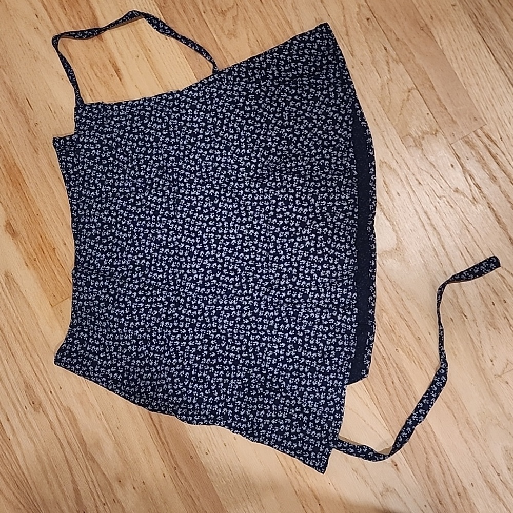 Brandy Melville Navy Blue Floral Wrap Skirt